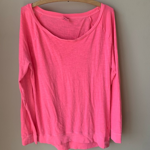 PINK Victoria's Secret Tops - PINK victoria’s secret hot pink boat neck long sleeve tee
